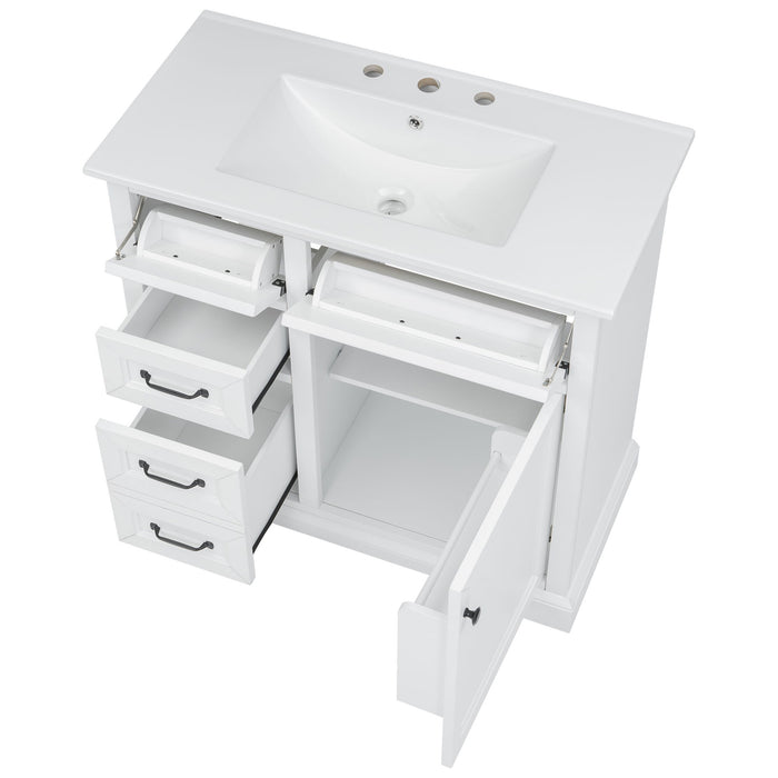 Modern Bathroom Vanity With Sink Top, 4 Drawers And 1 Soft-Close Door