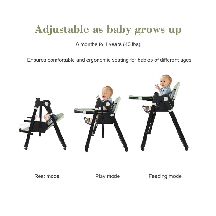 Convertible Baby High Chair To Rocker With 5 Point Harness
