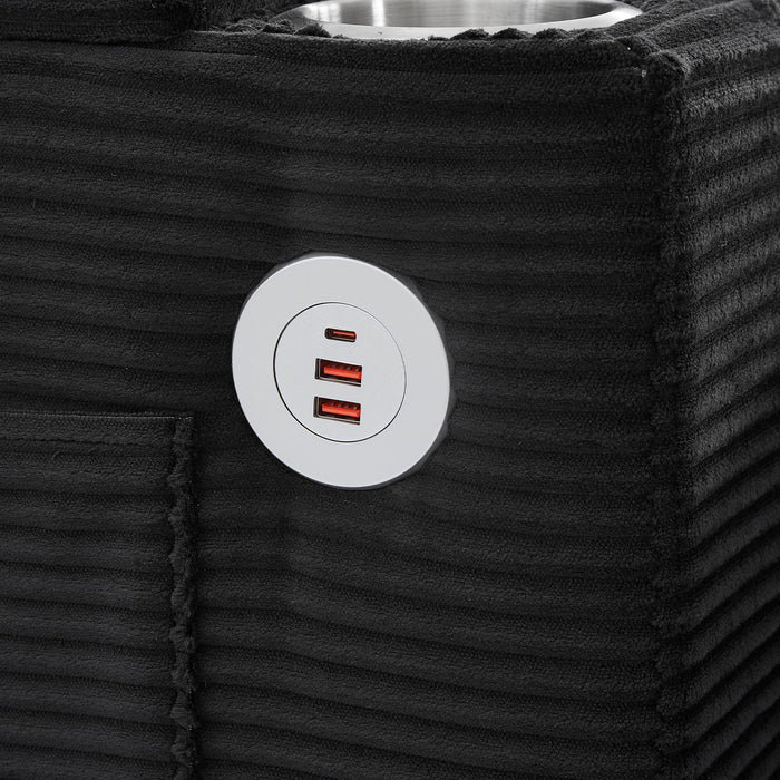 U Shaped Sectional Sofa Bed With Storage Chaise Lounges, USB Ports, And Cup Holders