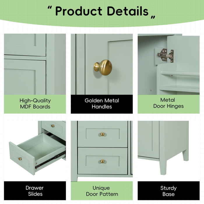 Bathroom Vanity With Sink, 3 Drawers & Cabinet With Adjustable Shelves