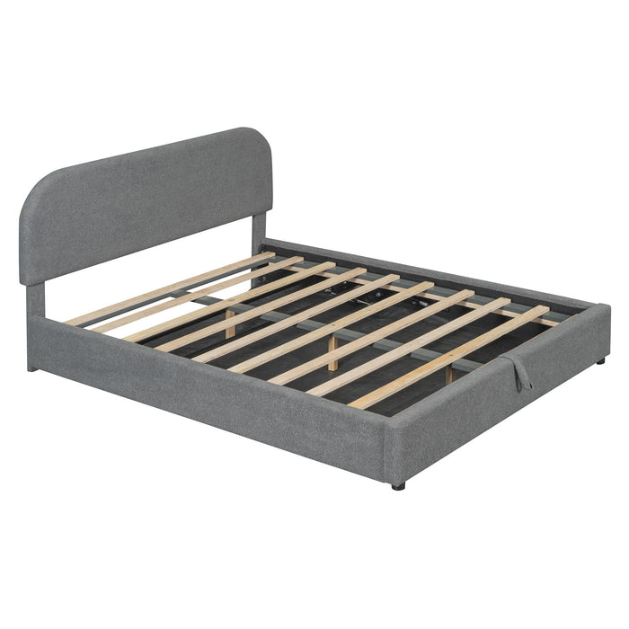 Upholstered Platform Bed With Hydraulic Storage System