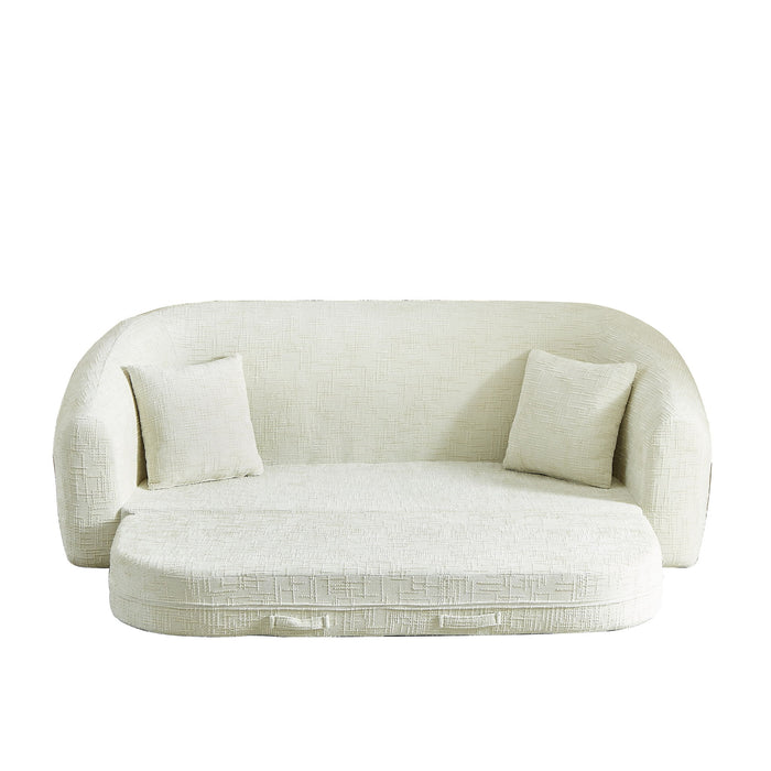 Curved Convertible Sofa, 2 In 1 Fold Out Bed With Pull Out Base And Deep Seat