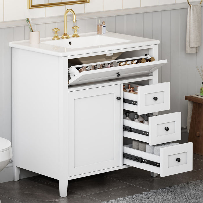 Bathroom Vanity With Sink, 3 Drawers And Adjustable Shelf