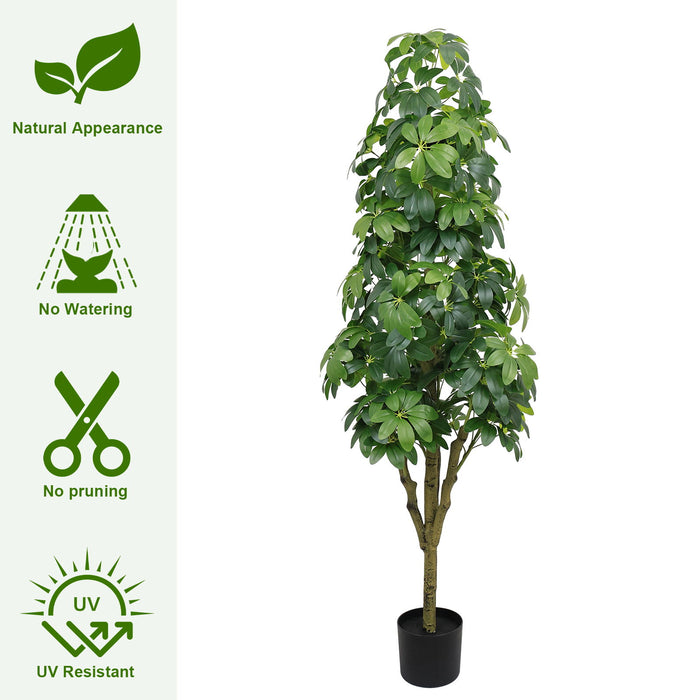 Realistic Faux Tree With Lifelike Foliage For Indoor And Outdoor Use - Green