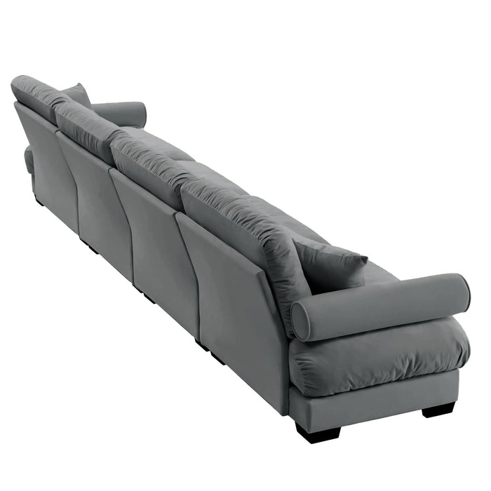 Super Comfort Oversized Modular Velvet Sectional Sofa, Deep Seat Convertible L Shaped Couch