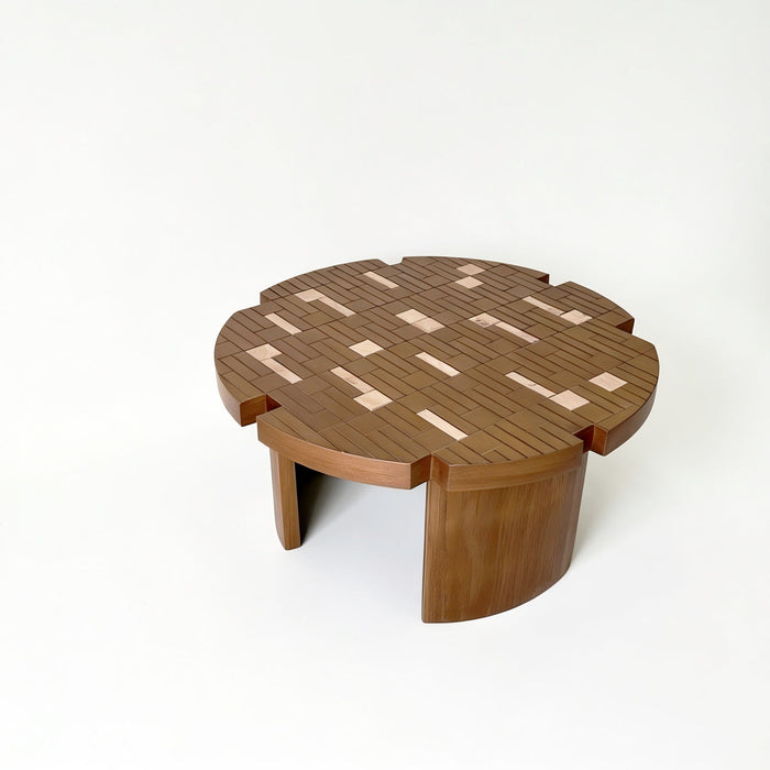 Round End Table For Living Room - Brown / Yellow