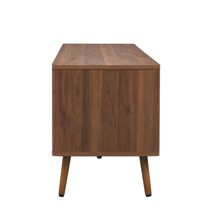 TV Stand With 2 Drawers, Media Console Table - Walnut
