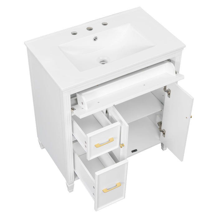 Freestanding Bathroom Vanity With Sink, Soft Close Door, Tip Out Drawer