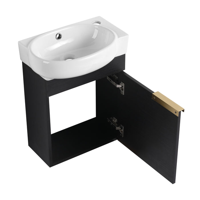 Wall Mounted Bathroom Vanity With Sink And Storage Rack, Soft Close Doors