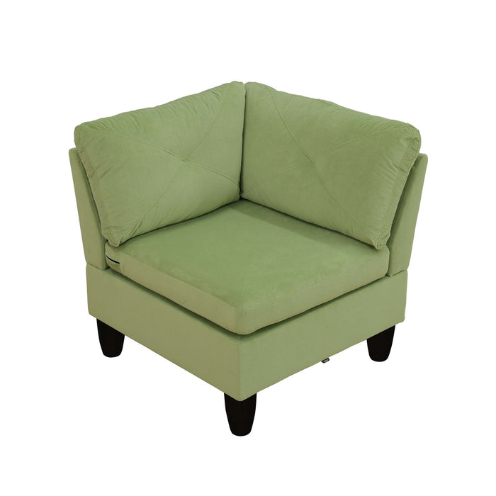 Modular L - Shaped Sectional Sofa, 6 Seater, 4 Piece Couch With Chaise - Green