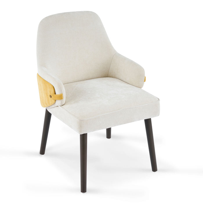 Indoor Dining Chair (Set of 2) With Sturdy Frame - Beige / Yellow