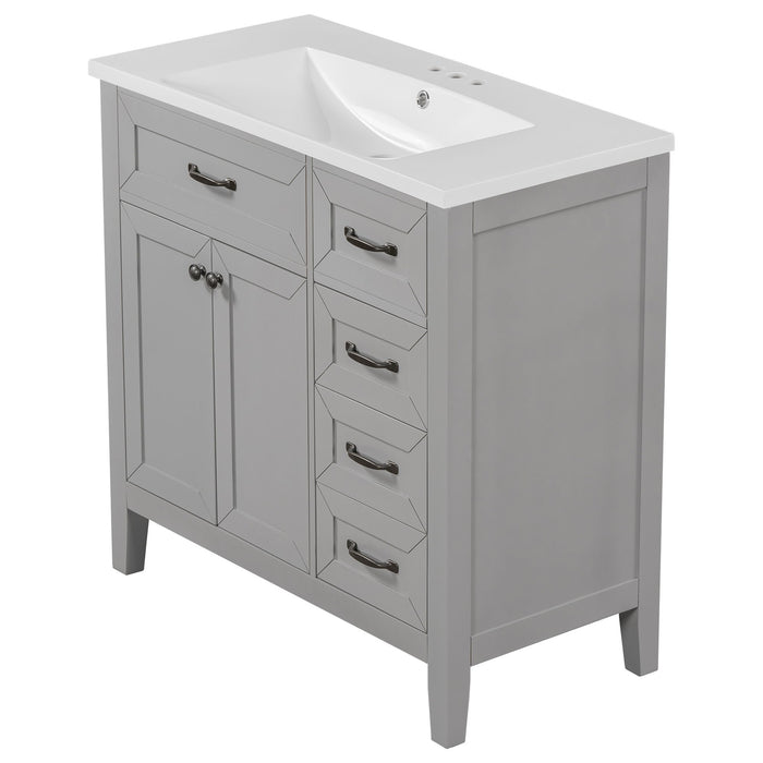 Modern Bathroom Vanity With Sink, Freestanding With Drawers And Doors