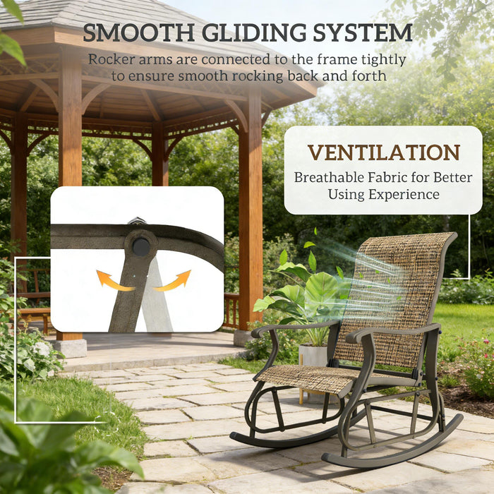 Outdoor Glider Swing Chair With Smooth Motion - Brown / Brown Mix