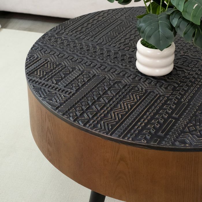Round Coffee Table With Storage Function For Living Rooms