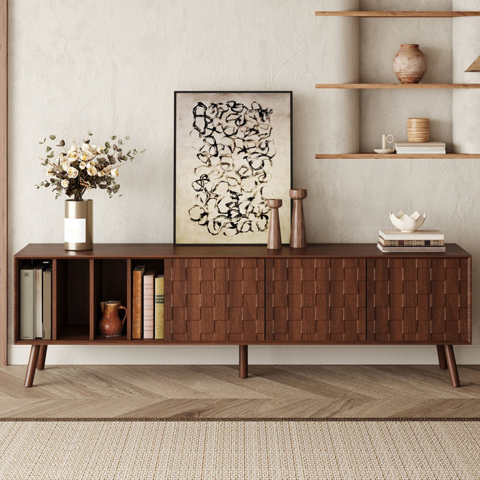 TV Stand With 5 Legs, Media Console Table For Tvs Up To 75" - Walnut
