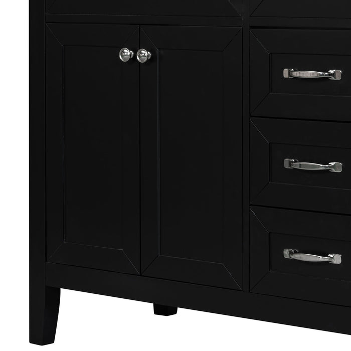 Modern Bathroom Vanity Base Only, 2 Doors And 3 Drawers