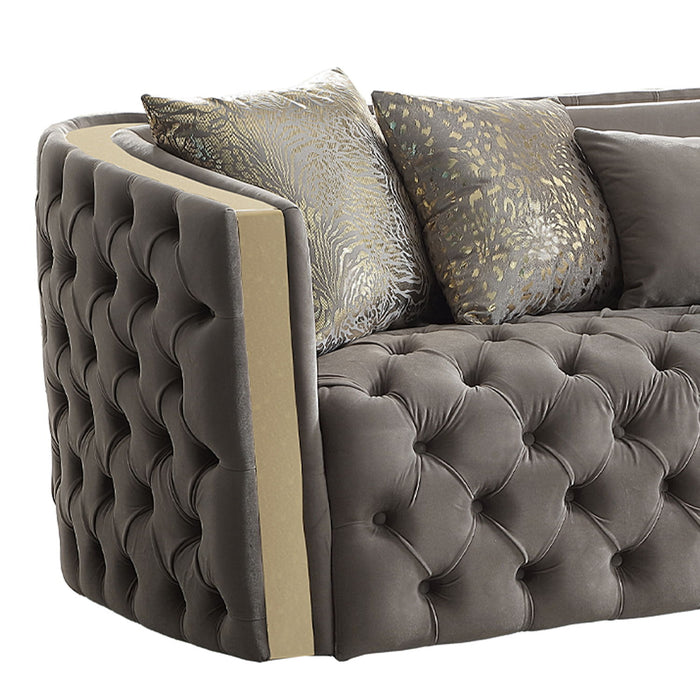Naomi - Button Tufted Sofa - Taupe