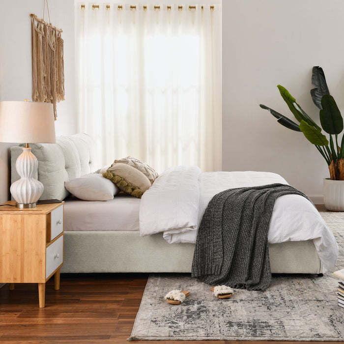 Storage Upholstered Hydraulic Platform Bed With Integrated Headboard