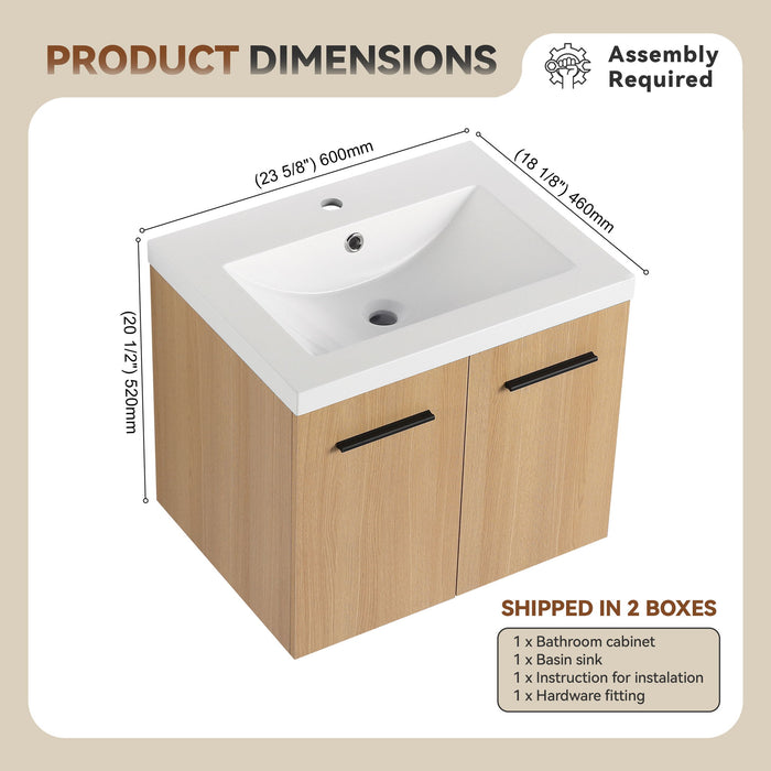 Floating Bathroom Vanity With Sink, Wall Mounted Double Door Storage