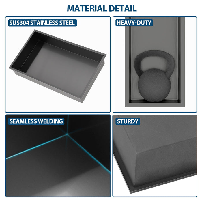 Stainless Steel Shower Niche With Seamless Design For Bathroom Storage