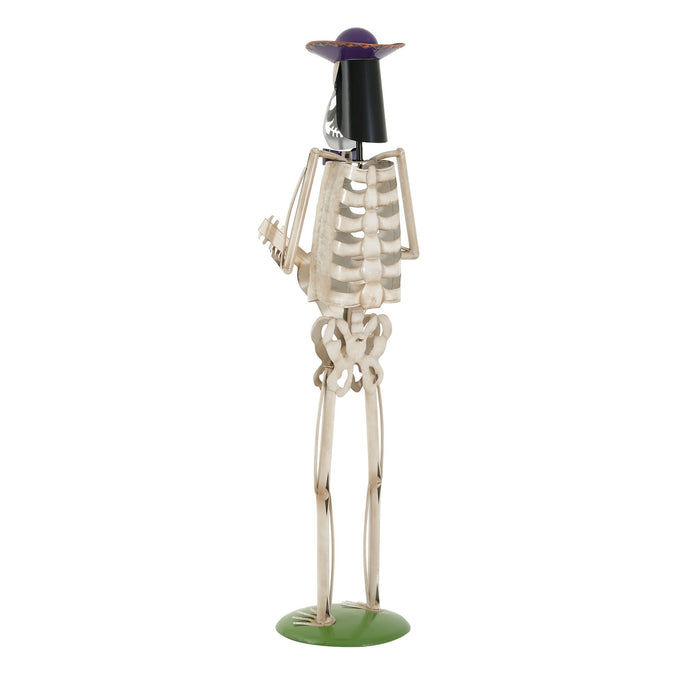 Halloween Skeleton Guitar Yard Decoration For Outdoor Porch - Ivory White