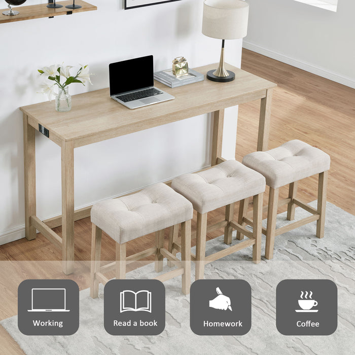 4 Piece Bar Table Set With Power Outlet