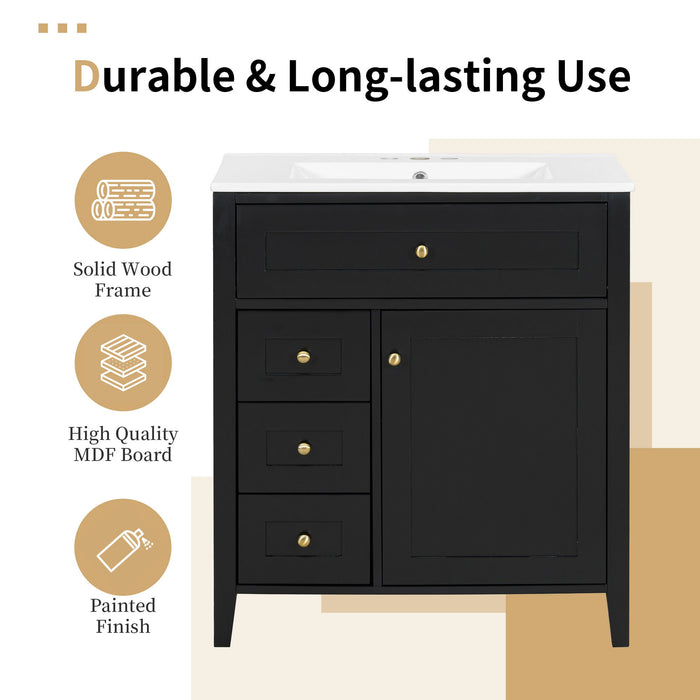 Bathroom Vanity With Sink, 3 Drawers And Adjustable Shelf, Freestanding Storage Unit
