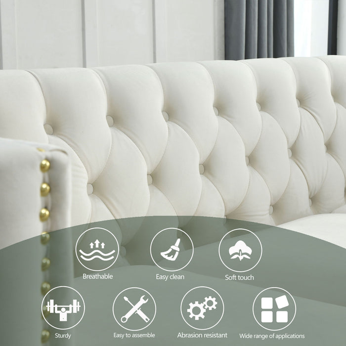 Upholstered Couch Sofa With Button Tufting For Living Room