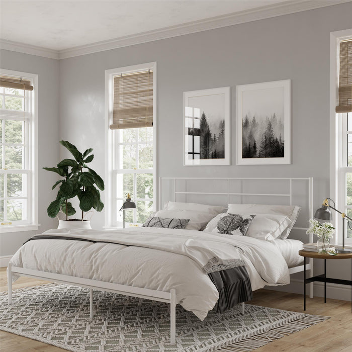 Praxis - King Bed With Simple Headboard - White