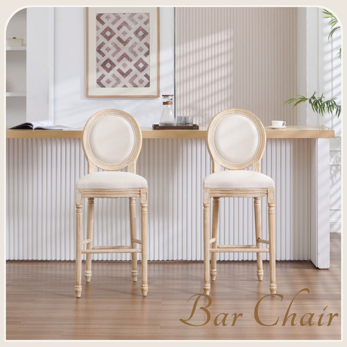 French Country Bar Chairs & Round Back (Set of 2)