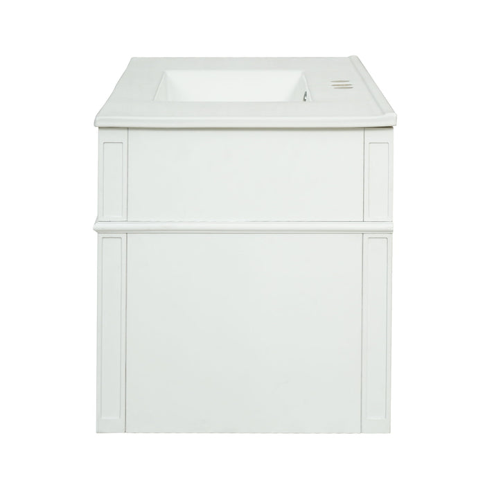 Modern Wall Mounted Floating Cabinet With Double Drawer And Sink