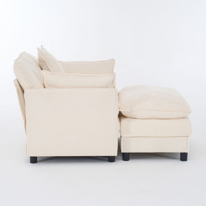 Accent Chair With Ottoman - Beige