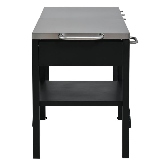 Foldable Outdoor Kitchen Cart With Storage For Patio