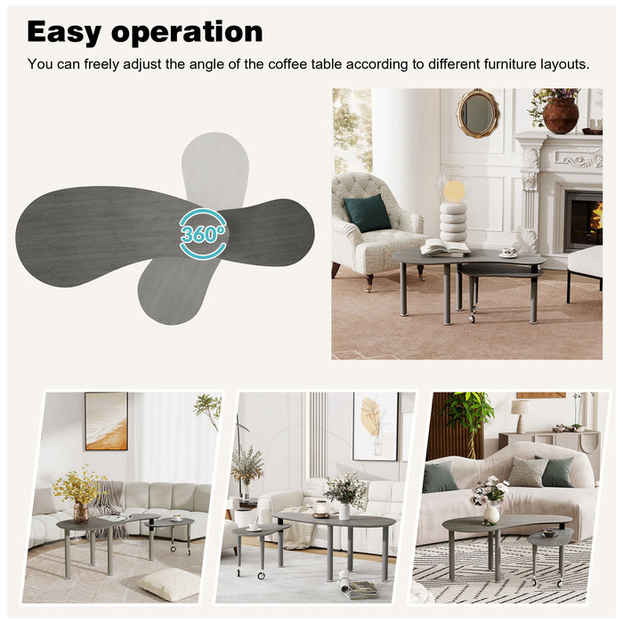 Rotatable Cocktail Table With Solid Legs, 360 Degree Rotating