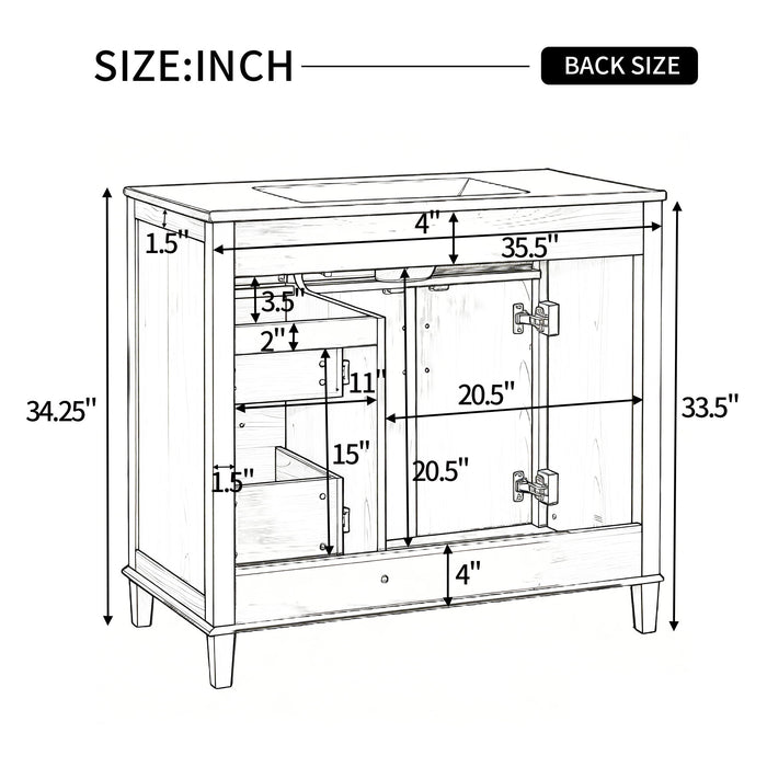 Bathroom Vanity With Sink, Soft Close Doors & Drawers - Wood