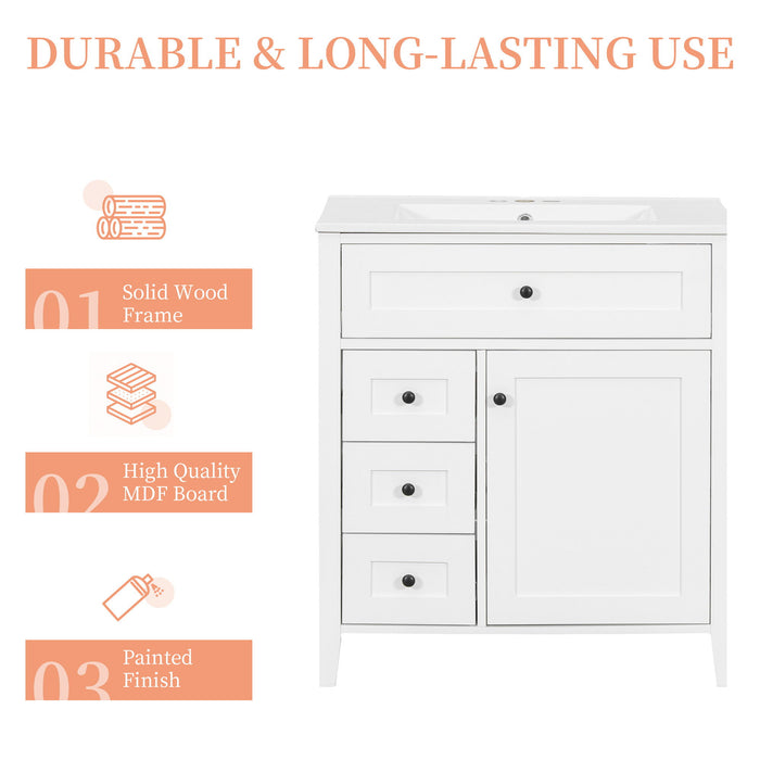 Bathroom Vanity With Sink, 3 Drawers And Adjustable Shelf, Freestanding Storage Unit