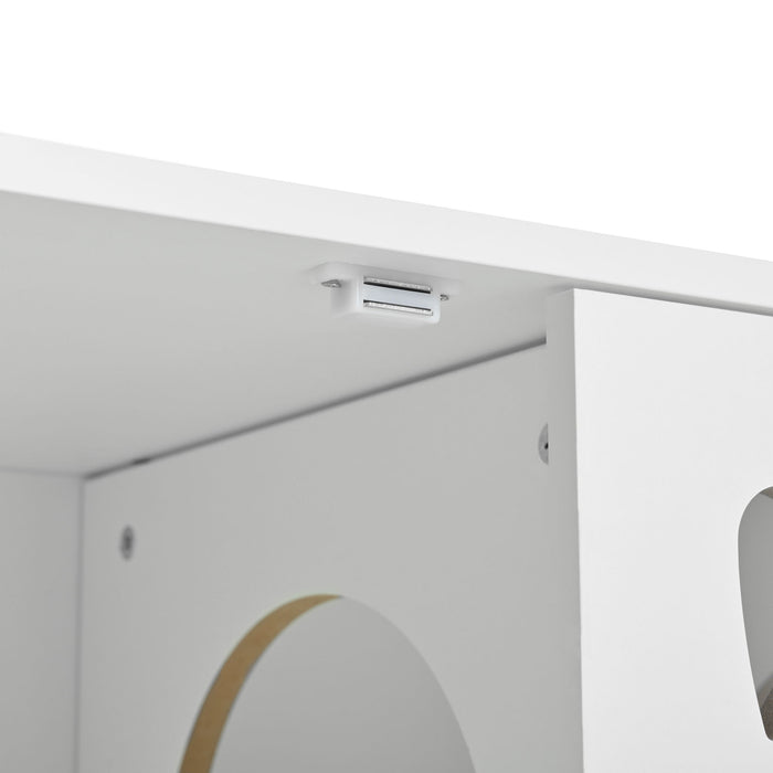 Furniture Style Cat Cabinet Cat Litter Box With Sisal Scratching Door - Cream White