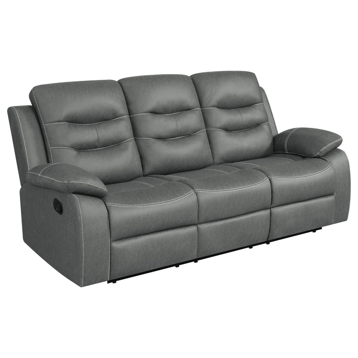 Kenneth - Upholstered Reclining Sofa With Track Arms - Dark Gray