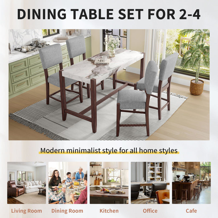 5 Piece Counter Height Dining Set With 4 Upholstered Chairs