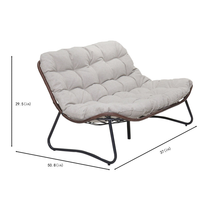 Patio Loveseat Sofa With Extra Thick Tufted Cushion - Brown