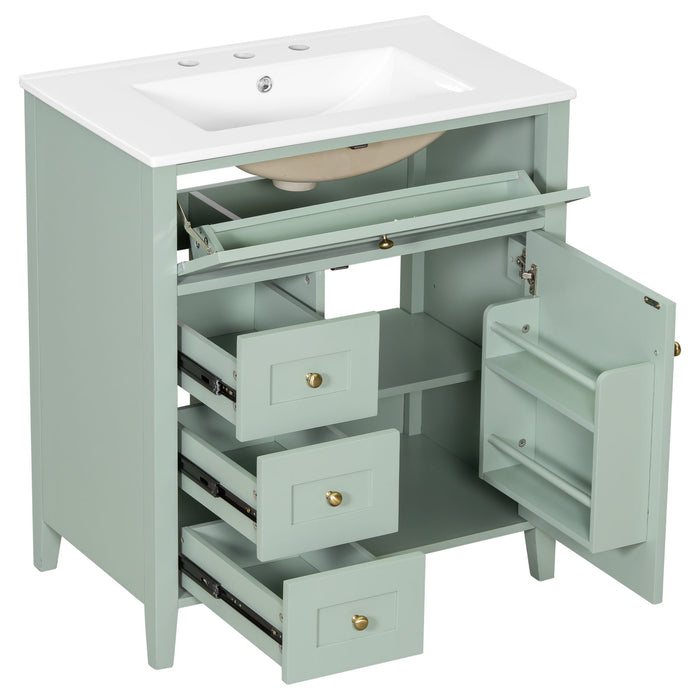 Modern Bathroom Vanity With Sink, 3 Drawers And Adjustable Shelf