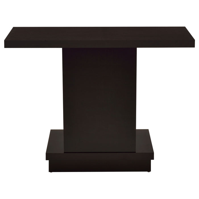 Fiona - Pedestal Console Table With Geometric Design - Cappuccino