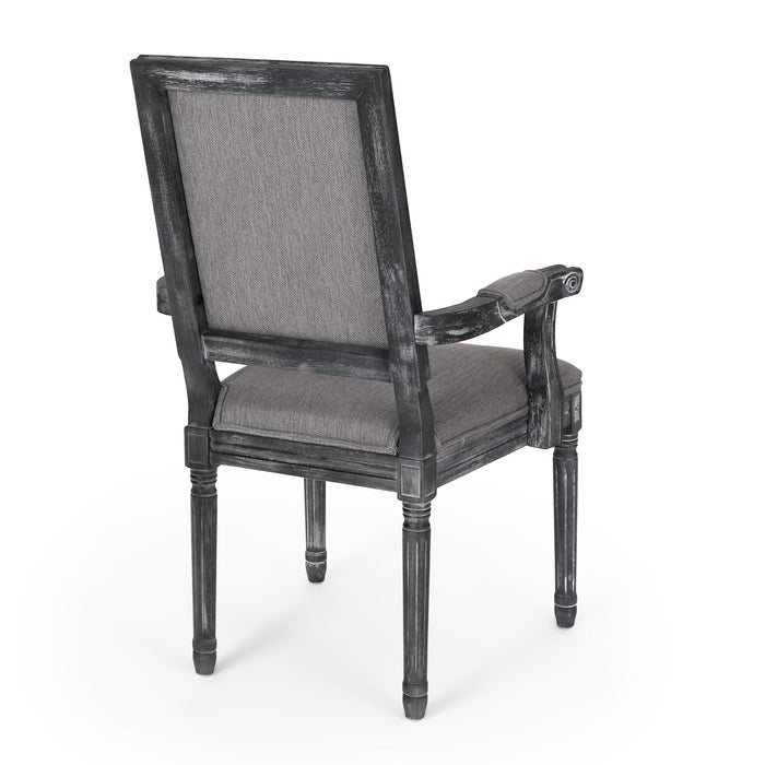 French Country Style Upholstered Dining Chair With Square Backrest