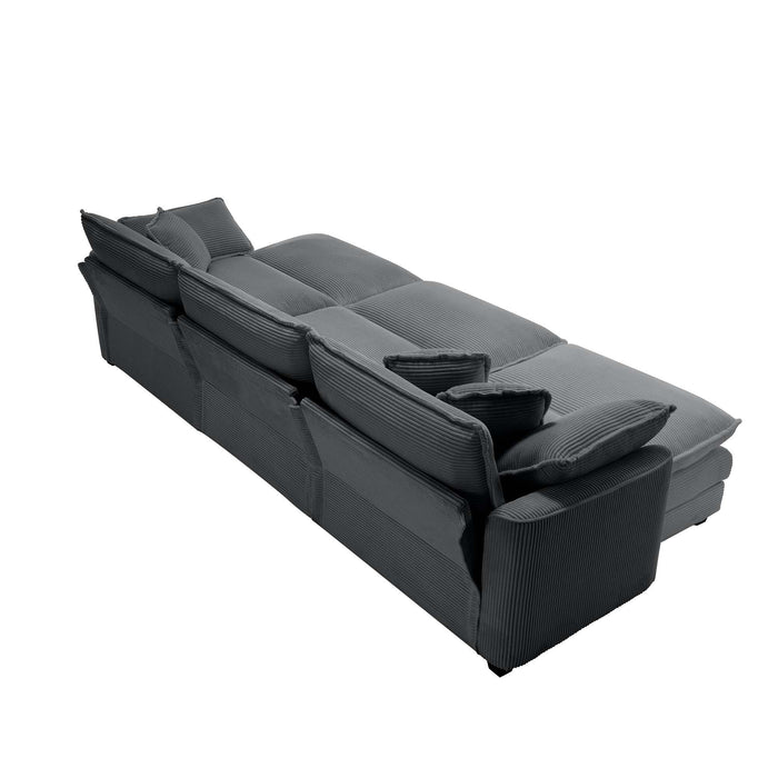 Modular Oversized Cushion Sofa With Ottoman, Low Back, Deep Seating Sofa Set