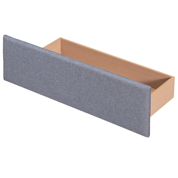 Upholstered Platform Bed With Classic Headboard And Drawers, No Box Spring Needed