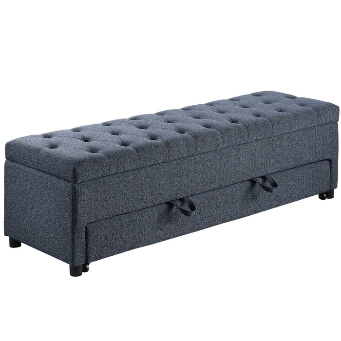 Storage Ottoman With Tufted Seat And Underseat Drawer