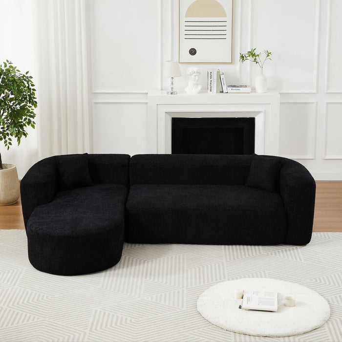 L - Shape Boneless Cloud Couch With 2 Throw Pillows For Living Room