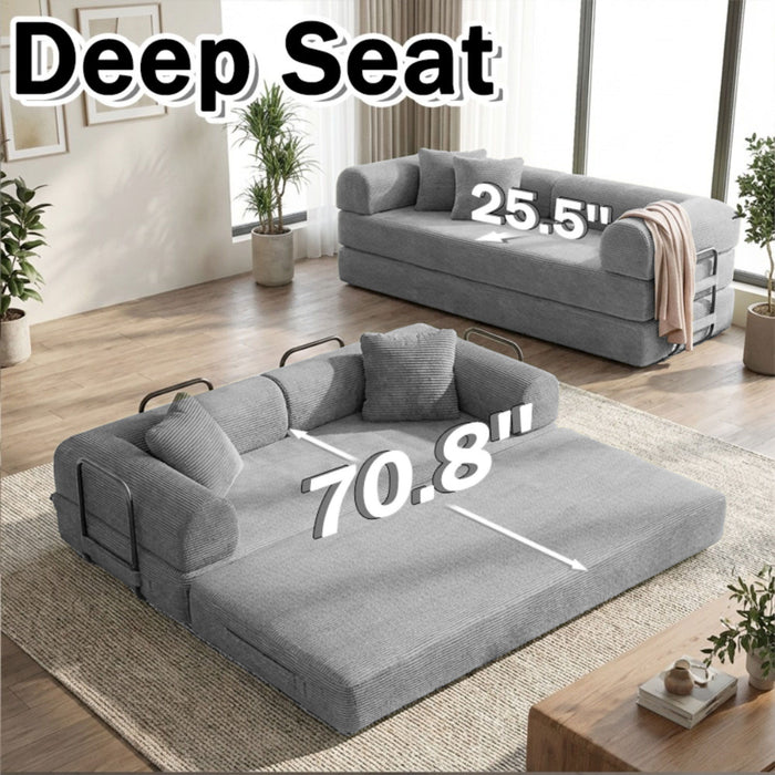 Convertible Sleeper Sofa Bed, 3 Seater Fold Out Couch With Mattress