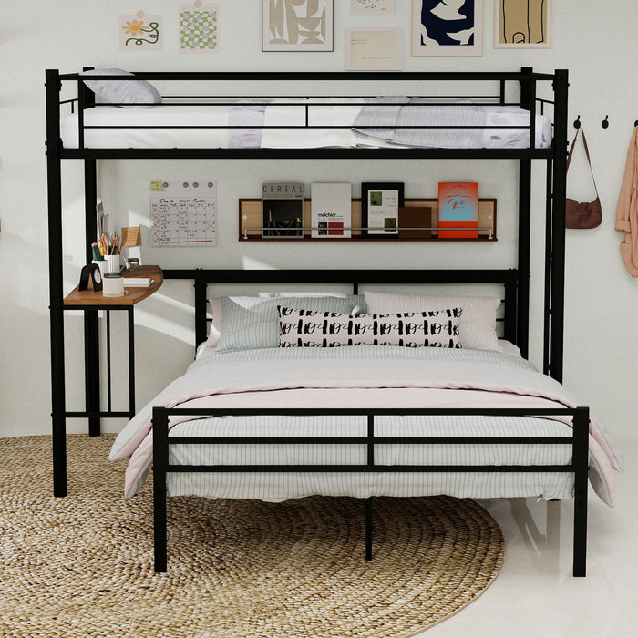 Bunk Bed With Built In Desk & Guardrail Frame