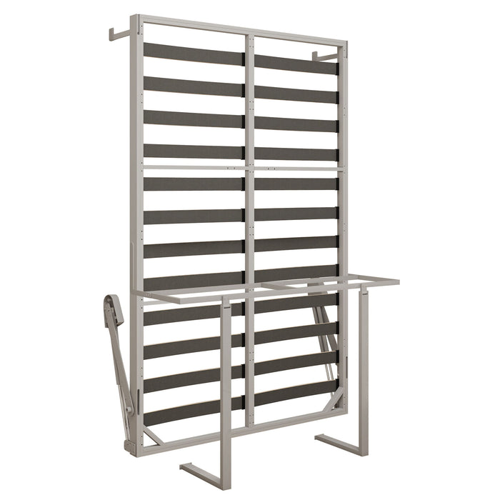 Queen Size Cabinet Wall Bed Mechanism With Desk Panel - Gray